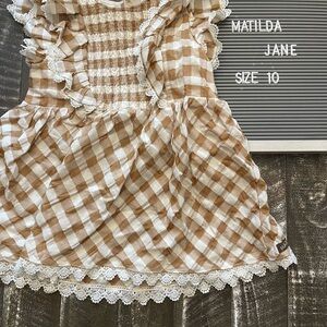 Matilda Jane Tan and White Gingham Top NWOT